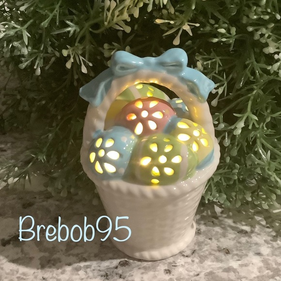 Ceramic LIGHT UP LED Basket with Easter Eggs- LAST ONE - Picture 3 of 8